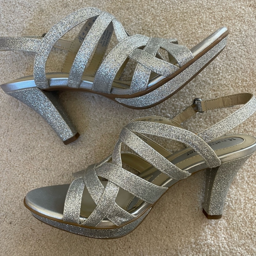 Silver Glitter Dress Shoes size 6.5